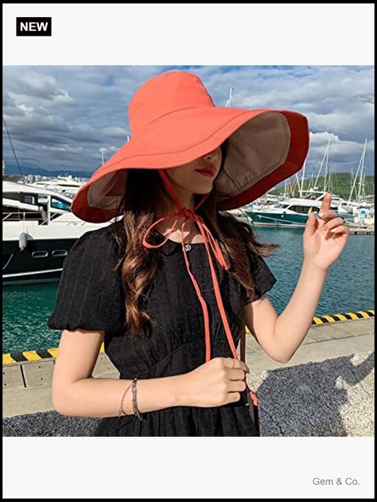 Wide Brim Sun Hat with Wired Edge, Reversible Foldable UPF 50+ display picture 3